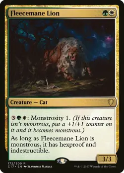 Fleecemane Lion Commander 2017 NM White Green Rare MAGIC MTG CARD ABUGames - Image 1