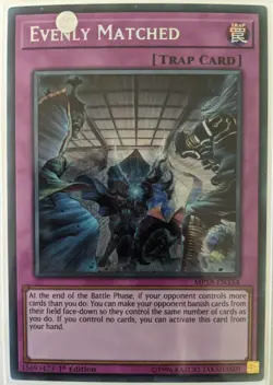 YuGiOh Evenly Matched Secret Rare MP18-EN154 1st Edition - Image 1