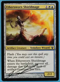 Ethersworn Shieldmage Archenemy NM Common Artist Signed CARD (s4776) ABUGames - Image 1