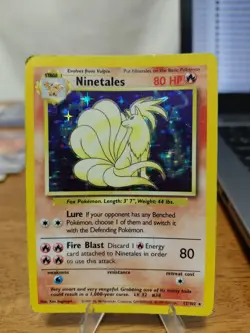 Pokemon TCG Ninetales Base Set Holo Unlimited Rare Card 12/102 Damaged - Image 1