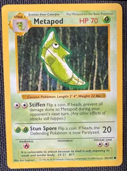 METAPOD 54/102 COMMON BASE SET SHADOWLESS POKEMON MP - Image 1