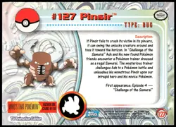 Pokemon 2000 Topps TV Animation Edition Series 3 #127 Pinsir Blue Logo - Image 2