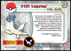 Pokemon 2000 Topps TV Animation Edition Series 3 #131 Lapras Blue Logo - Image 2