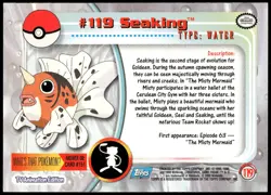 Pokemon 2000 Topps TV Animation Edition Series 3 #119 Seaking Blue Logo - Image 2