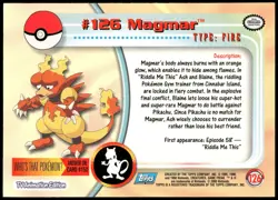 Pokemon 2000 Topps TV Animation Edition Series 3 #126 Magmar Blue Logo - Image 2