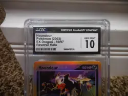 Houndour REVERSE HOLO cgc 10 GEM MINT EX Dragon 59/97 2003 psa card Pokemon ccg - Image 2