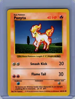 Pokemon Base Set (Shadowless) #060/102 Ponyta Near Mint or Better - Image 1