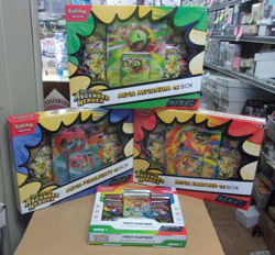POKEMON FIRST PARTNER + ASCENDED MEGA MEGANIUM + EMBOAR + FERALIGATR EX BOXES - Image 1