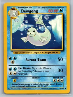 Dewgong Base Set #025/102 Uncommon Pokemon Card - Image 1