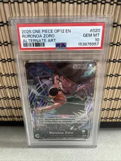 2025 One Piece Roronoa Zoro (020) (Alternate Art) OP12-020 English PSA 10 - Image 1
