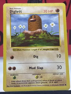 Shadowless Diglett 47/102 Common Base Set Pokemon Card LP - Image 3