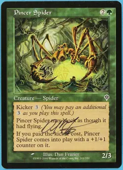 Pincer Spider Invasion NM Green Common Artist Signed CARD (s2141) ABUGames - Image 1