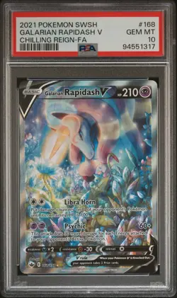 2021 POKEMON SWORD & SHIELD CHILLING REIGN FULL ART/GALARIAN RAPIDASH V PSA 10 - Image 1
