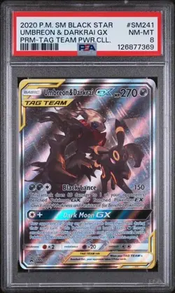 Umbreon & Darkrai GX SM241 Pokemon TCG Black Star Promo PSA 8 NM-MT - Image 1