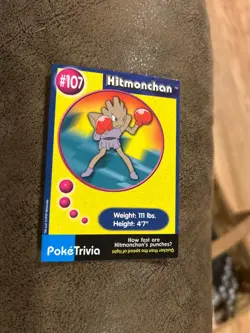1999 Hitmonchan #107 PokeTrivia Card Pokemon The Movie Mewtwo Strikes Back D1 - Image 1