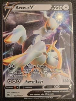 METAL Arceus V 122/172 Brilliant Stars Ultra Rare Promo Pokemon Card - Image 1