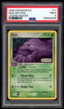 2006 PSA 9 Mint Muk Reverse Holo Rare EX Legend Maker Pokemon Card 11/92 - Image 1