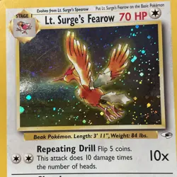 Pokemon TCG Lt. Surge's Fearow Card 7/132 Gym Heroes Holo - Image 4