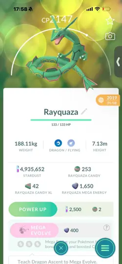 Pokemon Go Legendary Rayquaza ( Normal ) (Reduced) - Image 1