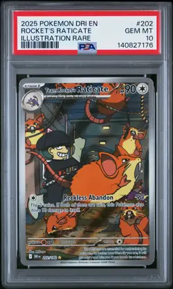 2025 POKEMON DRI EN-DESTINED RIVALS #202 TEAM ROCKET'S RATICATE PSA 10 - Image 1