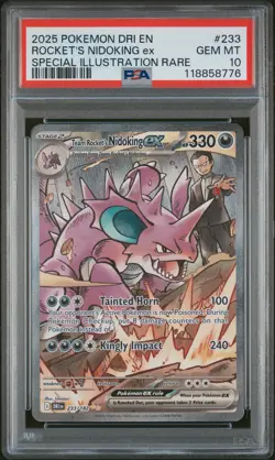 2025 POKEMON DRI EN-DESTINED RIVALS #233 TEAM ROCKET'S NIDOKING EX PSA 10 - Image 1