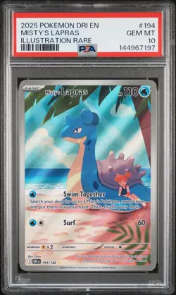 2025 POKEMON DRI EN-DESTINED RIVALS ILLUSTRATION RARE #194 MISTY'S LAPRAS PSA 10 - Image 1