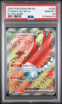 2025 POKEMON DRI EN-DESTINED RIVALS ULTRA RARE #209 ETHAN'S HO-OH EX PSA 10 - Image 1