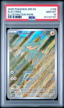 2025 POKEMON DRI EN-DESTINED RIVALS ILLUSTRATION RARE #196 ELECTRIKE PSA 10 - Image 1