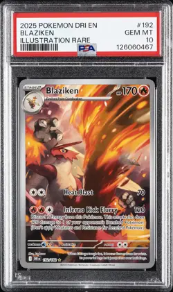 2025 POKEMON DRI EN-DESTINED RIVALS ILLUSTRATION RARE #192 BLAZIKEN PSA 10 - Image 1