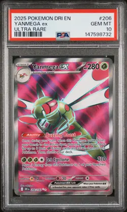 2025 POKEMON DRI EN-DESTINED RIVALS ULTRA RARE #206 YANMEGA EX PSA 10 - Image 1