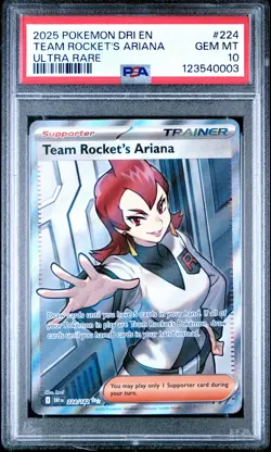 2025 POKEMON DRI EN-DESTINED RIVALS ULTRA RARE #224 TEAM ROCKET'S ARIANA PSA 10 - Image 1