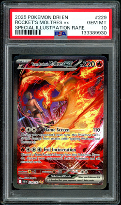 2025 Pokemon Team Rocket's Moltres ex #229 Destined Rivals SIR PSA 10 - Image 1