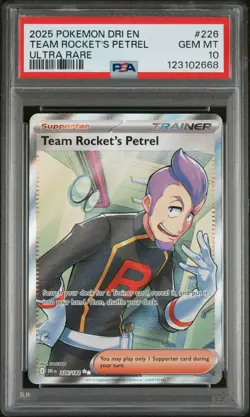 2025 Pokemon Dri EN-Destined Rivals Team Rocket's Petrel #226 Ultra Rare PSA 10 - Image 1