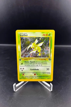 Pokemon First Edition Jungle Spanish Holo Scyther DMG See Pics For Condition - Image 1