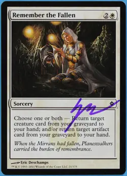 Remember the Fallen New Phyrexia NM Common Artist Signed CARD (s1877) ABUGames - Image 1