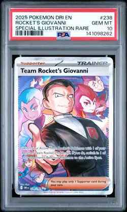 2025 POKEMON DRI EN-DESTINED RIVALS #238 TEAM ROCKET'S GIOVANNI PSA 10 - Image 1