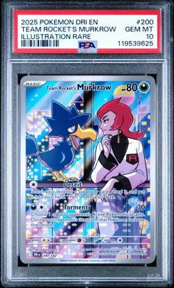 2025 POKEMON DESTINED RIVALS ILLUSTRATION RARE TEAM ROCKET'S MURKROW PSA 10 - Image 1
