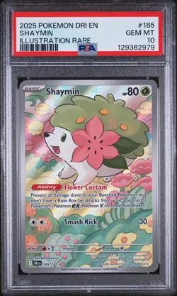 2025 POKEMON DRI EN-DESTINED RIVALS ILLUSTRATION RARE #185 SHAYMIN PSA 10 - Image 1