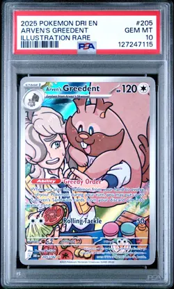 2025 POKEMON DRI EN-DESTINED RIVALS ILLUSTRATION RARE ARVEN'S GREEDENT PSA 10 - Image 1