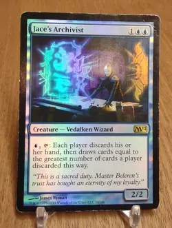 FOIL JACE'S ARCHIVIST x1 mtg Heavy Play DAMAGED M12 Magic Core 2012 1 Rare - Image 1
