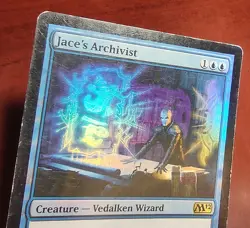 FOIL JACE'S ARCHIVIST x1 mtg Heavy Play DAMAGED M12 Magic Core 2012 1 Rare - Image 4