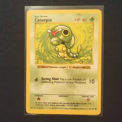 Shadowless Caterpie Base Set 45/102 Common Wizards 1999 English Unlimited HP 40 - Image 1