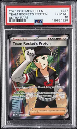 2025 POKEMON DRI EN-DESTINED RIVALS ULTRA RARE #227 TEAM ROCKET'S PROTON PSA 10 - Image 1