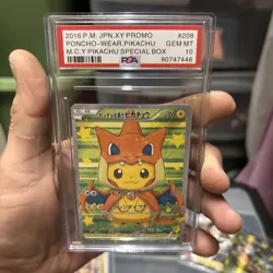 2016 Pokemon Japanese XY Promo #208 Poncho-Wearing Pikachu Charizard PSA 10 - Image 1