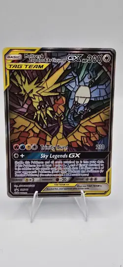 Pokemon TCG Hidden Fates Moltres & Zapdos & Articuno Stained Glass Promo SM210 - Image 1