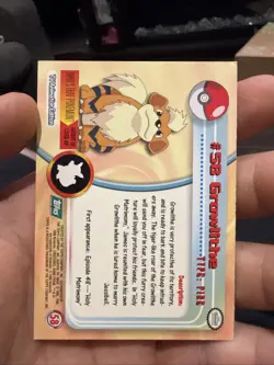NM #58 Growlithe Pokemon 1999 Topps TV Animation Edition Series 1 Green Logo - Image 2