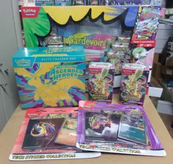 POKEMON ASCENDED HEROES ETB + (2) TECH + (2) BUNDLE + POSTER BOX (GARDEVOIR) - Image 1