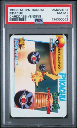 1998 POKEMON JPN BANDAI CARDDASS VENDING #MOVIE 13 PIKACHU PSA 8 - Image 1
