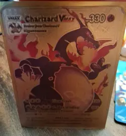 Charizard VMAX Gold Metal Pokemon Card Collectible Gift Display New - Image 1