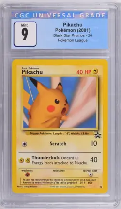 CGC 9 MINT Pikachu (snap) 28 Black Star Promo Wotc Pokemon League Pokemon Card - Image 1